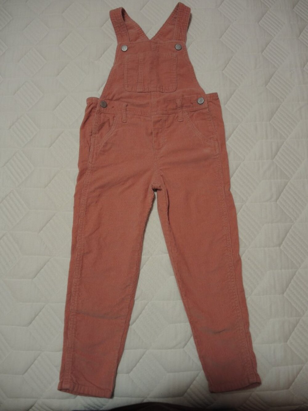 Girls' Dusty Pink Corduroy Overalls Multiple Pockets Adjustable Straps Size 4T
